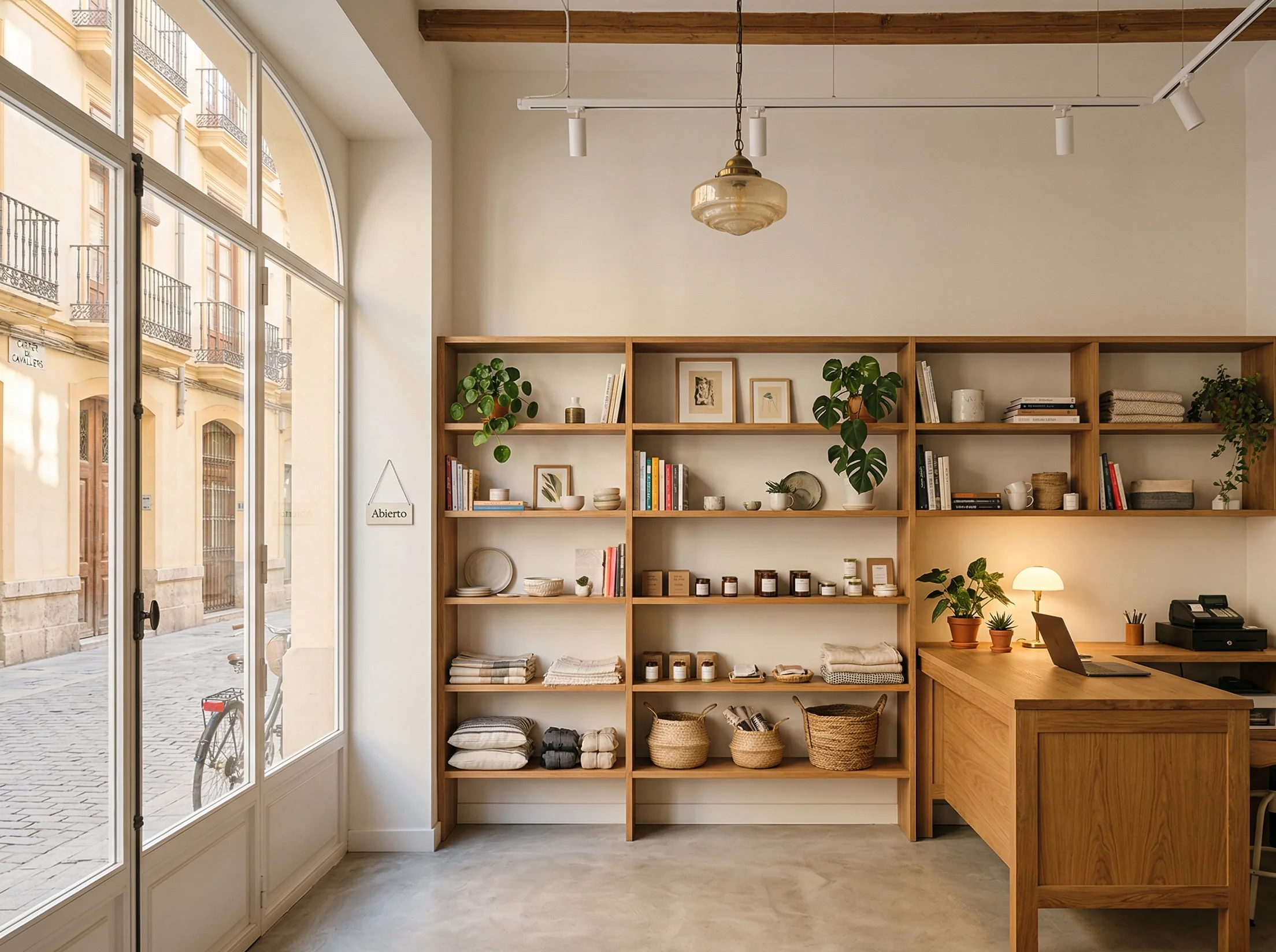 Local comercial reformado en Zaragoza con estanterías de madera